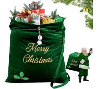WILLBOND Christmas Olive Green Large Santa Drawstring Bags 36 x 30 Inch Jumbo Velvet Santa Bag Christmas Extra Large Gift Bags for Xmas Gift Stuffer Package Supplies