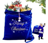 WILLBOND Christmas Royal Blue Large Santa Drawstring Bags 36 x 30 Inch Jumbo Velvet Santa Bag Christmas Extra Large Gift Bags for Xmas Gift Stuffer Package Supplies