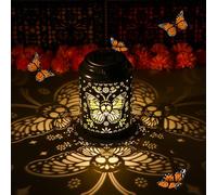 WILLBOND Monarch Butterfly Solar Lantern Waterproof Outdoor, Day of The Dead Decorations, Mexican Sugar Skull Hanging Solar Lantern for Dia De Los Muertos Altar Grave Cemetery Garden Patio