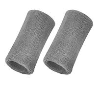 WILLBOND Pack of 2 Elastic Cotton Sport Wristbands for Sport 6" Grey