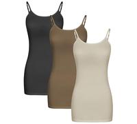 WILLBOND Pack of 3 Women's Basic Long Tanks Adjustable Spaghetti Strap Camisole Top, XL