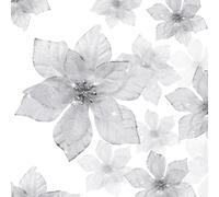 WILLBOND Pack of 36 Christmas Glitter Poinsettia Flowers Artificial Flowers Wedding Glitter Christmas Tree New Year Ornaments (Silver, 3 Inches, 4 Inches, 6 Inches)