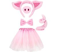 WILLBOND Pig Costume Set Pig Tutu Skirt Animal Fancy Costume Kit Accessories for Kids Halloween Dress up Cosplay Party(M)