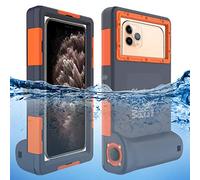 Willbox Professional [15m/50ft] Diving Surfing Swimming Snorkeling Photo Video Waterproof Protective Case Underwater Housing for Galaxy and iPhone Series Smartphones with Lanyard (Orange)