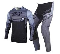 Willbros Motocross Jersey and Pants Combo MX Dirt Bike Gear Set Racewear Offroad Adult Black Grey (Jersey XXL Pants 38)