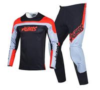 Willbros Motocross Jersey and Pants Combo Offroad Dirt Bike MX Gear Set Riding Mens Adult Black Grey Red (Jersey M Pants 32)