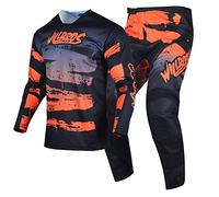 Willbros Motocross Jersey Pant Combo Mens MX Gear Set Offroad Dirt Bike Racewear Cycling Riding ATV BMX Unisex Adult Black Orange (Jersey L Pants 34)