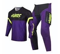 Willbros Motocross Jersey Pants Combo Adult Dirt Bike Offroad MX Gear Set Riding Suit Black Purple (Jersey XXXL Pants 40)