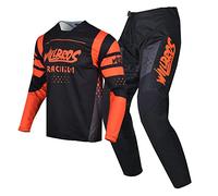 Willbros Motocross Jersey Pants Combo Mens Dirt Bike MX Gear Set Women Offroad Riding Adult Black Orange (Jersey XXL Pants 38)