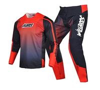 Willbros Motocross Jersey Pants Combo Mens Women Dirt Bike MX Gear Set Offroad Riding Adult Racewear Black Red (Jersey XXXL Pants 40)