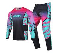 Willbros Motocross Jersey Pants Combo Mens Women Dirt Bike MX Gear Set Offroad Riding Adult Racewear Blue Pink (Jersey M Pants 32)