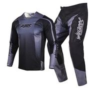 Willbros MX Gear Set Motocross Jersey Pants Combo Mens Dirt Bike Women Offroad Riding Adult Black Grey (Jersey S Pants 30)