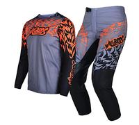 Willbros Youth Jersey Pant Combo Kids MX Motocross Gear Set Racewear Off-road MTB ATV Motorcycle Boys Girls Black Orange YXL