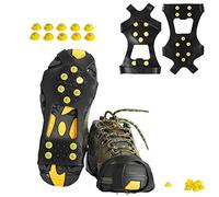 willceal Rubber Ice Cleats with 10 Steel Cleats (Yellow, Medium)