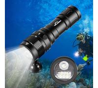 Willcrew DX70 Scuba Diving Torch, 3000LMs Photography Scuba Dive Video Torch, IPX8-100M Waterproof, Dimmable Light+UV +Red Light Diving Flashlight, Pro Fill Light with Ball Joint