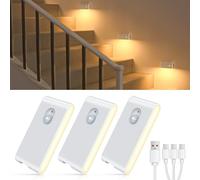 WILLED Motion Sensor Lights Indoor, Rechargeable Motion Sensor Night Light, Removable Magnetic Stair Lights, Closet, Kitchen, Stairs, Bedroom, Hallway, Toilet, Bathroom (3 Pack,Warm White)