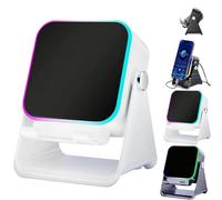Willedup 5-in-1 Wireless Induction Bluetooth Speaker, with Adjustable Phone Stand, 360° Adjustable Holder, RGB Ambient Light Fast Connect (White)