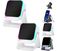 Willedup 5-in-1 Wireless Induction Bluetooth Speaker, with Adjustable Phone Stand, 360° Adjustable Holder, RGB Ambient Light Fast Connect (2-PCS White)