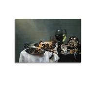 Willem Claesz Heda Breakfast Table with Berry Pie Art Poster Artworks Canvas Room Aesthetic Wall Art Prints Home Modern Decor 16x24inch(40x60cm)