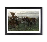 Willem Maris Boys Herding Donkeys Framed Print | A2 Black Framed Wall Art | Ready to Hang | Modern Animal Picture | Living Room Bedroom Lounge Office