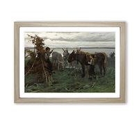 Willem Maris Boys Herding Donkeys Framed Print | A2 Oak Framed Wall Art | Ready to Hang | Modern Animal Picture | Living Room Bedroom Lounge Office