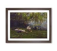 Willem Maris Duck Heaven Classic Painting Framed Print | A2 Walnut Framed Wall Art | Ready to Hang | Classic Animal Picture | Living Room Bedroom Lounge Office