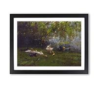 Willem Maris Duck Heaven Classic Painting Framed Print | A3 Black Framed Wall Art | Ready to Hang | Classic Animal Picture | Living Room Bedroom Lounge Office
