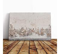 Willem Van de Velde The Elder The Battle of Femern Canvas Print | Gallery Wrapped 30mm Frame Wall Art | 24x16 inches | Ready to Hang | Modern Picture | Living Room Bedroom Lounge Office