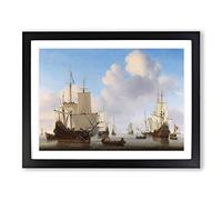 Willem van de Velde the Younger Dutch men of war Classic Painting Framed Print | A2 Black Framed Wall Art | Ready to Hang | Classic Historical Picture | Living Room Bedroom Lounge Office