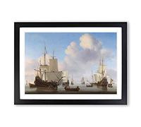 Willem Van de Velde The Younger Dutch Men of war Framed Print | A2 Black Framed Wall Art | Ready to Hang | Modern Nature Picture | Living Room Bedroom Lounge Office