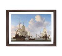 Willem Van de Velde The Younger Dutch Men of war Framed Print | A2 Walnut Framed Wall Art | Ready to Hang | Modern Nature Picture | Living Room Bedroom Lounge Office