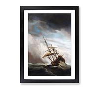 Willem Van De Velde The Younger Raging Storm Ship Classic Painting Framed Print | A3 Black Framed Wall Art | Ready to Hang | Classic Vehicle Picture | Living Room Bedroom Lounge Office