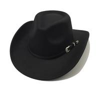Willheoy Cowboy Hat for Women Western Hat for Men Cowboy Felt Hat Adjustable Outdoor with Shapeable Brim (UK, Numeric, 7, 7 1/4, Black 3#)