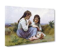 William Adolphe Bouguereau A Childhood Idyll Canvas Print | Gallery Wrapped 30mm Frame Wall Art | 30x20 inches | Ready to Hang | Modern Picture | Living Room Bedroom Lounge Office
