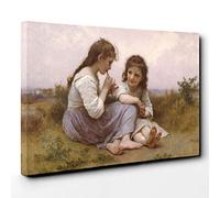 William Adolphe Bouguereau A Childhood Idyll Canvas Print | Gallery Wrapped 30mm Frame Wall Art | 30x20 inches | Ready to Hang | Modern Picture | Living Room Bedroom Lounge Office