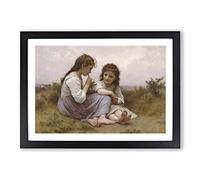 William Adolphe Bouguereau A Childhood Idyll Framed Print | A2 Black Framed Wall Art | Ready to Hang | Modern Nature Picture | Living Room Bedroom Lounge Office