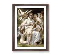 William Adolphe Bouguereau Assault Classic Painting Framed Wall Art Print, Ready to Hang Picture for Living Room Bedroom Home Office Décor, Walnut A4 (34 x 25 cm)