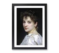 William Adolphe Bouguereau Gabrielle Cot Classic Painting Framed Wall Art Print, Ready to Hang Picture for Living Room Bedroom Home Office Décor, Black A2 (64 x 46 cm)