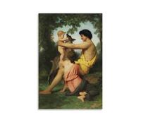 William Adolphe Bouguereau Idyll Ancient Family Classic Masterpiece Poster Canvas Painting Wall Art Decorative Picture Prints Modern Decor 16x24inch(40x60cm)