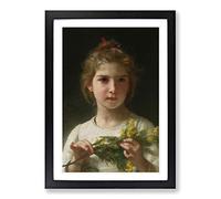 William Adolphe Bouguereau Mimosa Flower Girl Framed Print | A2 Black Framed Wall Art | Ready to Hang | Modern Floral Picture | Living Room Bedroom Lounge Office