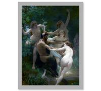 William Adolphe Bouguereau Nymphs Satyr Painting Artwork Framed Wall Art Print A4 Artery8 Light Grey One Size