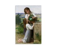 William Adolphe Bouguereau Outstanding Works Poster At The Fountain Painting On Canvas Wall Art Scroll Picture Print Living Room Walls Decor Homes 16x24inch(40x60cm)