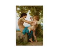 William Adolphe Bouguereau Outstanding Works Poster Young Girl Defending Herself Against Eros Canvas Wall Art Prints Photo Picture Paintings Room Decor Home Decorative 16x24inch(40x60cm)