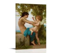 William Adolphe Bouguereau Outstanding Works Poster Young Girl Defending Herself Against Eros Cool Artworks Painting Wall Art Canvas Prints Hanging Picture Home Decors Idea 08x12inch(20x30cm)