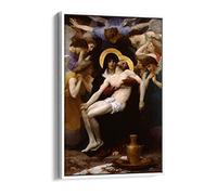 William Adolphe Bouguereau Pieta Religion Canvas Floater Frame Print Picture Art - White Frame 16 inch wide x 24 inch high