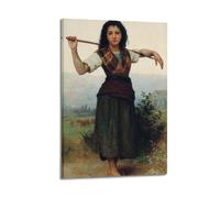 William-Adolphe Bouguereau Printed Posters Shepherdess Art Canvas Painting Decor Wall Print Photo Home Modern Decoratives 16x24inch(40x60cm)