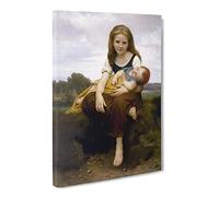 William Adolphe Bouguereau The Elder Sister Canvas Print | Gallery Wrapped 30mm Frame Wall Art | 24x16 inches | Ready to Hang | Modern Picture | Living Room Bedroom Lounge Office