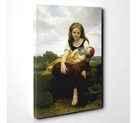William Adolphe Bouguereau The Elder Sister Canvas Print | Gallery Wrapped 30mm Frame Wall Art | 30x20 inches | Ready to Hang | Modern Picture | Living Room Bedroom Lounge Office