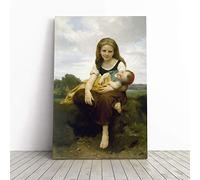 William Adolphe Bouguereau The Elder Sister Canvas Print | Gallery Wrapped 30mm Frame Wall Art | 30x20 inches | Ready to Hang | Modern Picture | Living Room Bedroom Lounge Office