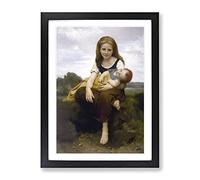 William Adolphe Bouguereau The Elder Sister Classic Painting Framed Print | A2 Black Framed Wall Art | Ready to Hang | Classic Historical Picture | Living Room Bedroom Lounge Office